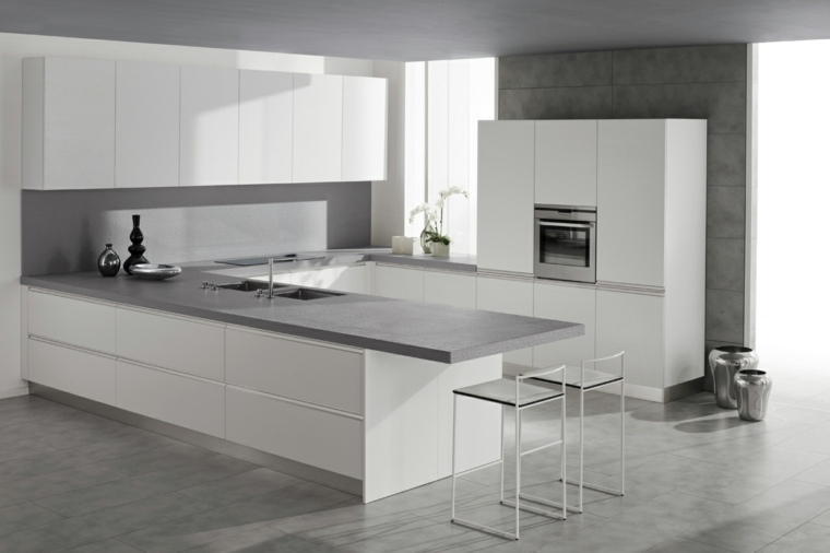 gray kitchen stone worktops white furniture