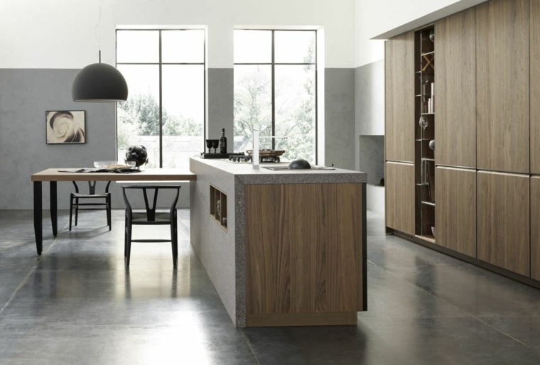 modern gray kitchen worktop stone wood kitchens