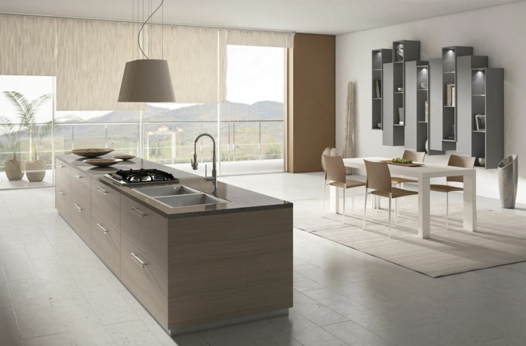 wooden worktops modern kitchens black stones