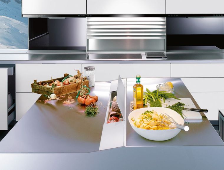 modern kitchen layout integrated worktop