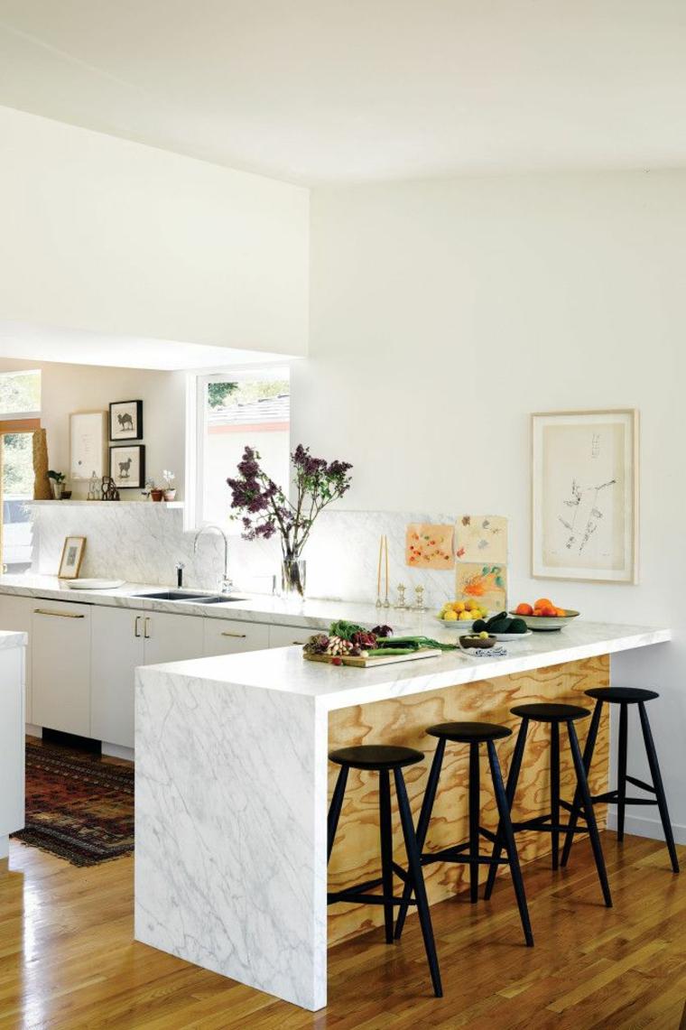 worktop marble stools black kitchen deco