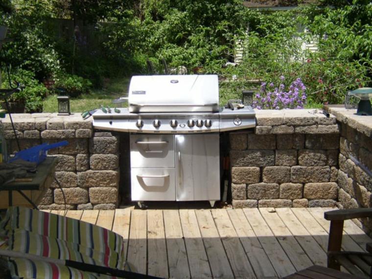 kitchen summer stone idea layout outdoor garden dining area