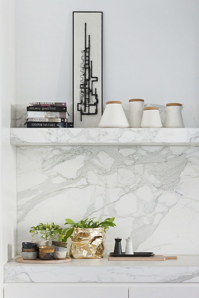 marble worktop credence-kitchen-white-shelf-storage-mural-idea