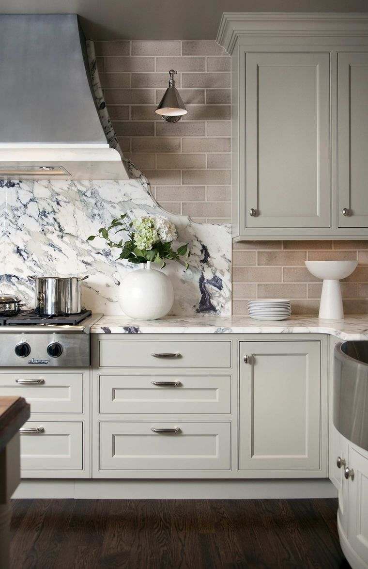 worktop marble credence gray kitchen cabinet white