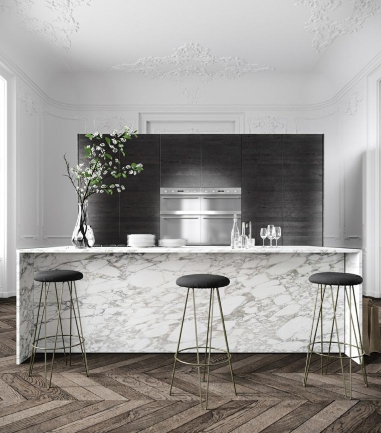 marble worktop modern kitchen furniture white and black