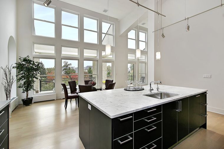 white and black marble worktop