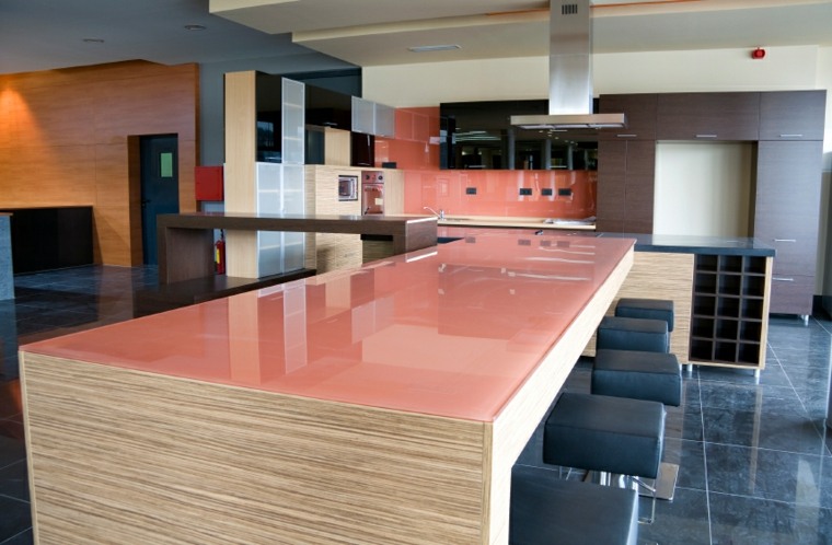 glass worktops red kitchens