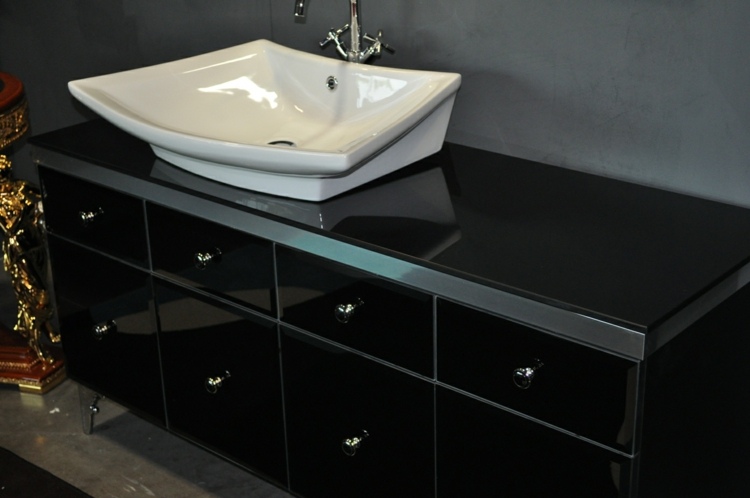 black bathroom worktop