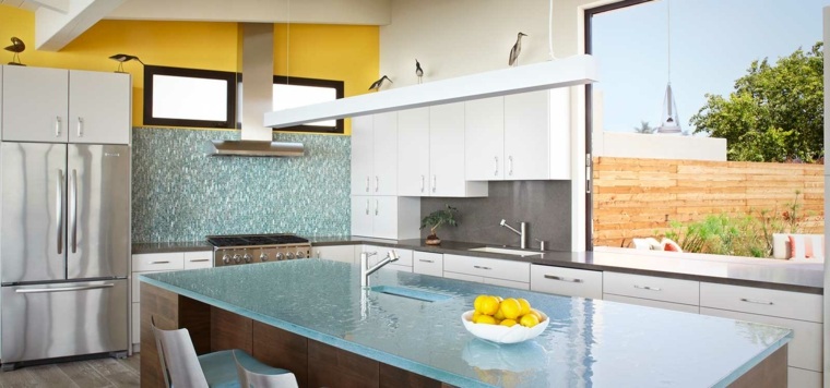 contemporary kitchen glass worktops