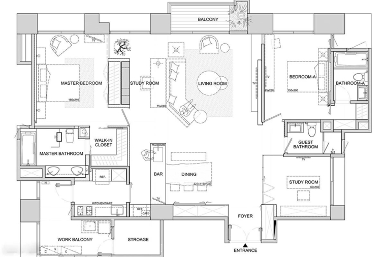 modern asian deco house plan