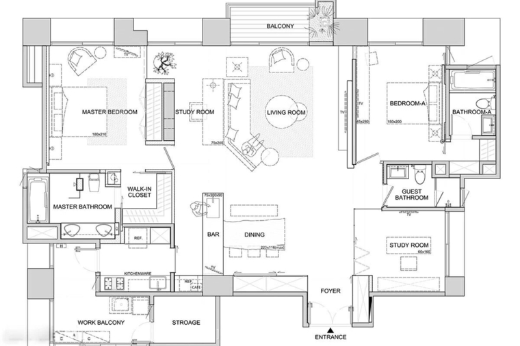 modern asiatisk deco hus plan