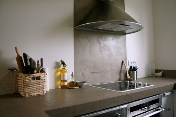 waxed concrete work surface