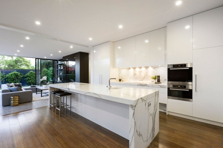 materials worktop kitchen marble white furniture and parquet wood