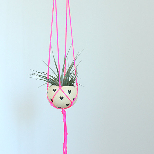 suspended planter neon macrame ThriftedandMade