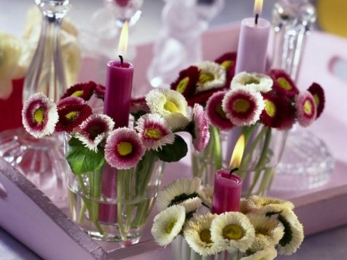 tray dining table terrace flowers