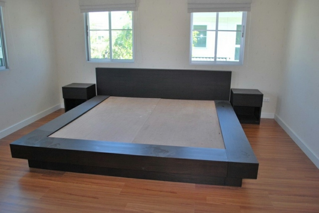 platform design bed frame wood lacquered