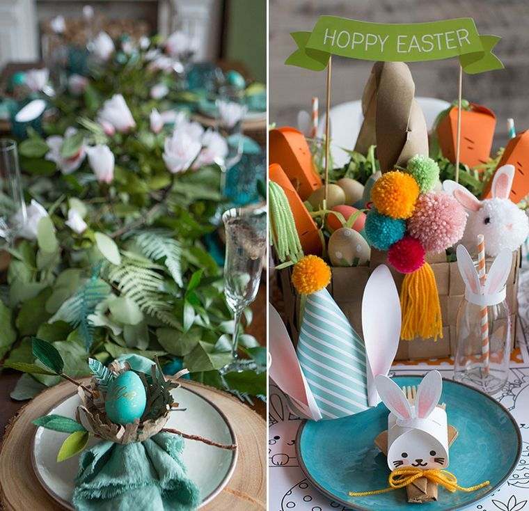 tuala kertas lipatan mudah easter-deco-table