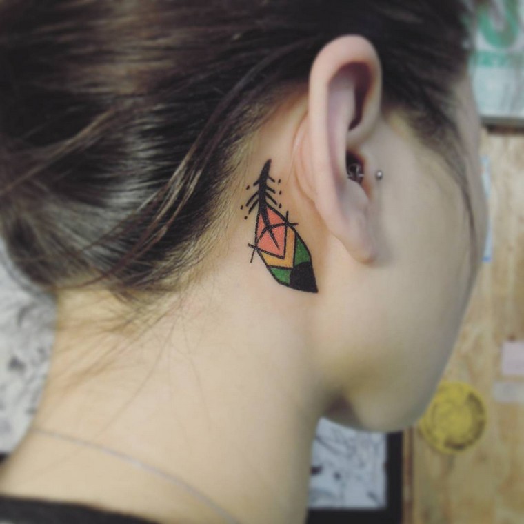 tattoo feather tattoo behind ear idea