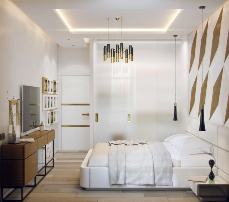 bedroom design modern white wall idea wood deco fixture