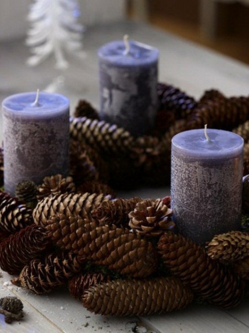 Christmas pinecone candles