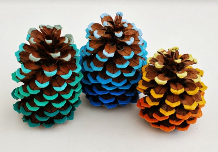 colorful pine cone idea decoration painting brico child decoration christmas child