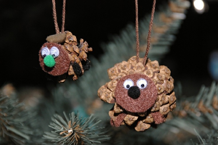 pinecone deco figurine idé suspension streng