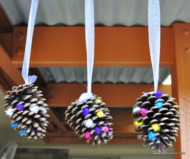 pine cone decoration hanging decorative design ribbon