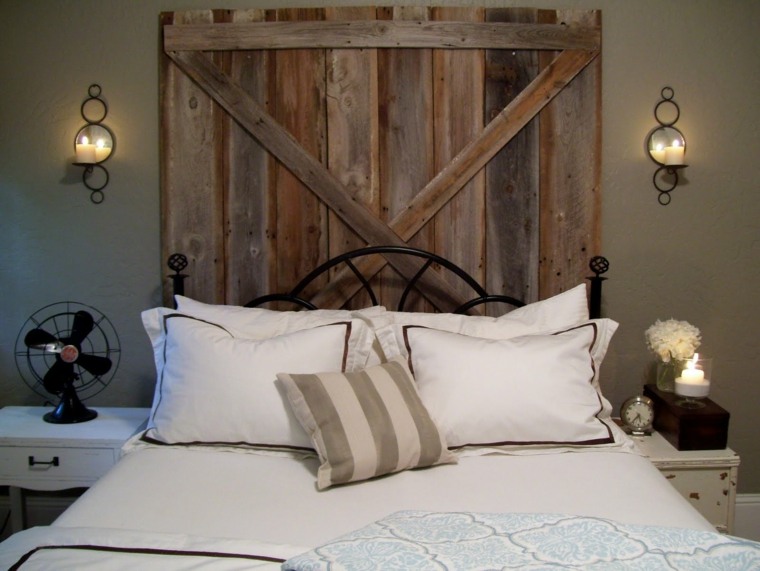 headboard wood idea bedroom cushions deco candles wall ideas