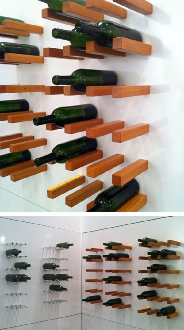 bottle holders, wall-design original-wood