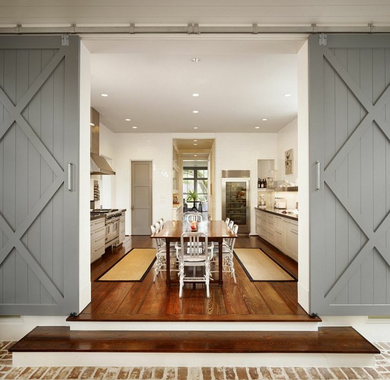 kitchen door sliding barn gray wood design dining room idea layout