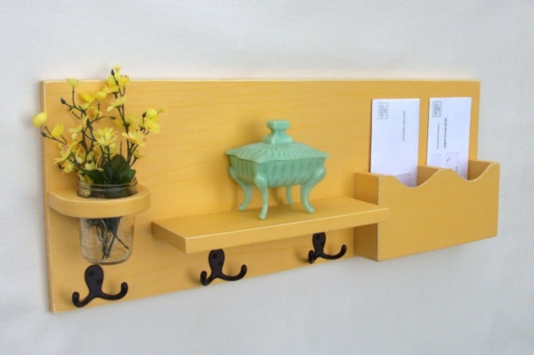 range mail wood yellow entrance decoration idea hook key hooks decoration flowers entrance