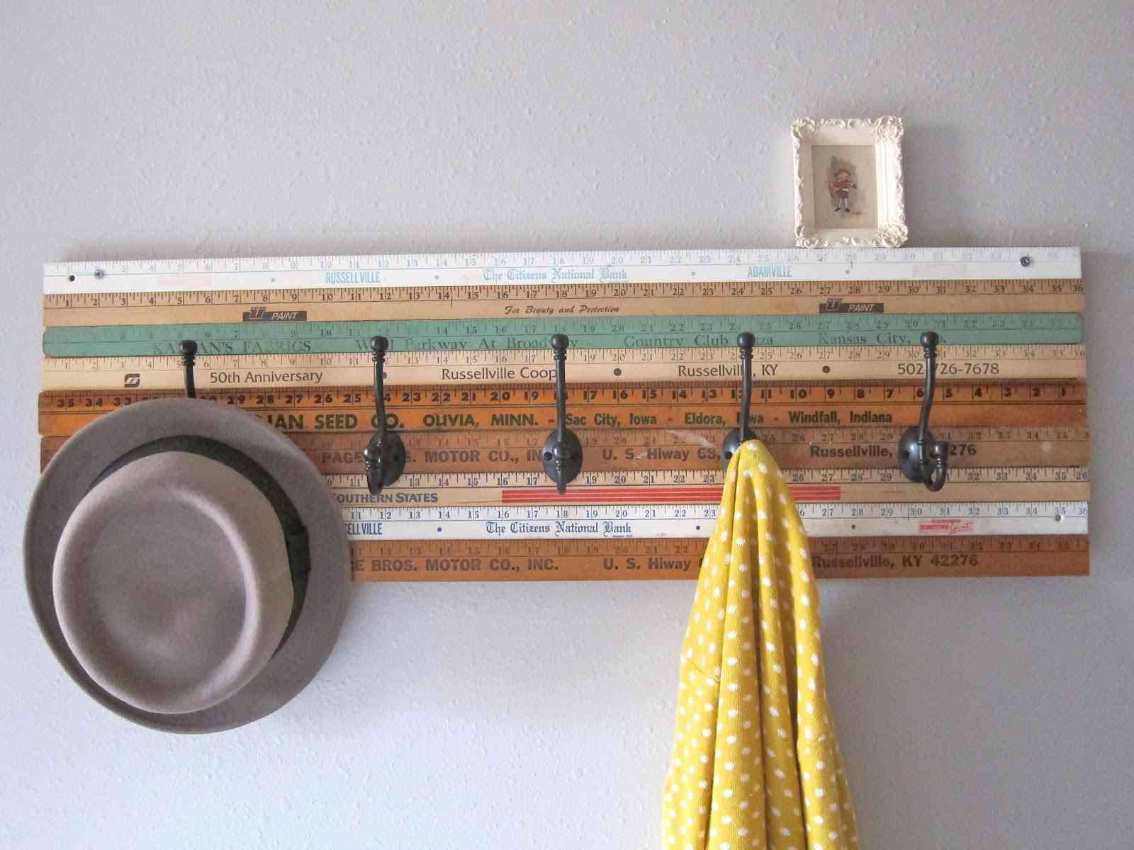 vintage DIY wall coat rack