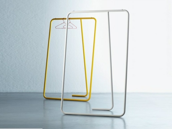 coat rack simple yellow white metal