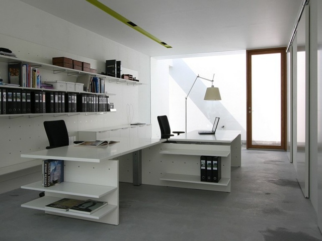 Very simple but modern workspace in white office door