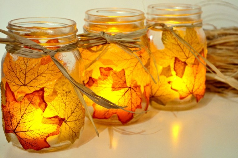 candlestick diy decor idea autumn deco leaves