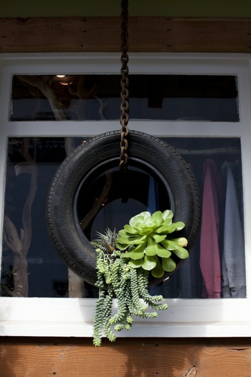 hanging flower pot tire