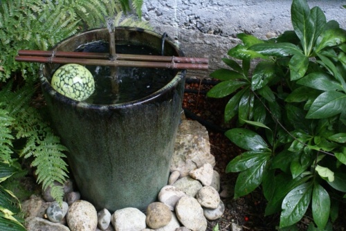 flower pot bamboo water ceramic pebble plant fountain