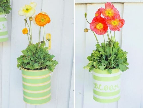 flower pots metal cans