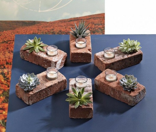 succulent flower pots bricks