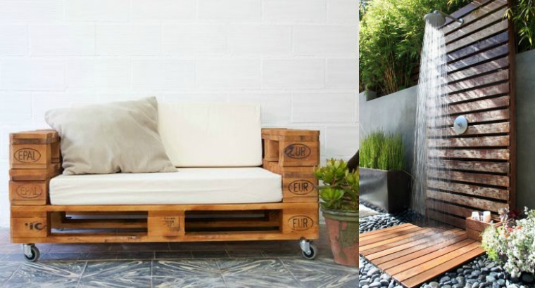 arrange outdoor DIY pallet furniture