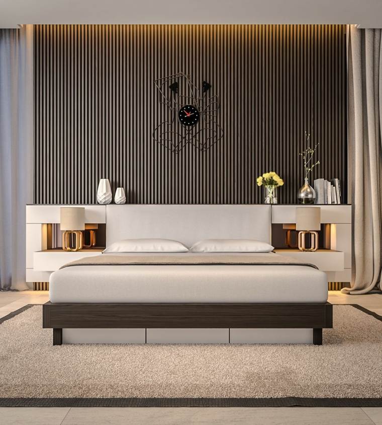 interior design bedroom idea modern bed frame wood