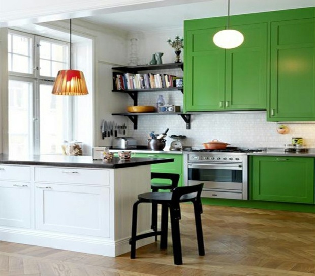 renovation green kitchen deco