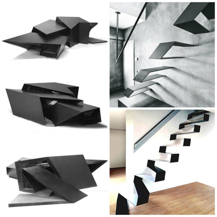 ramp interior staircase modern design white black