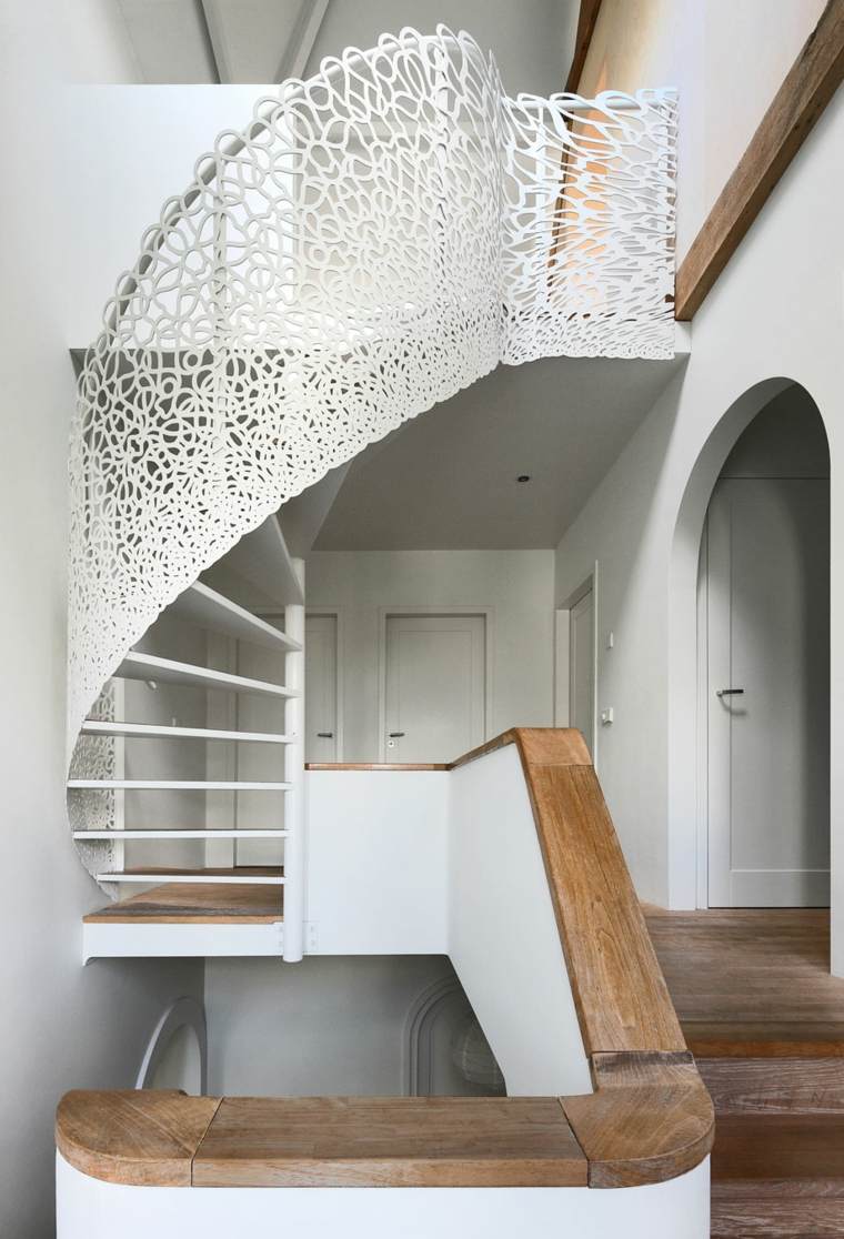 railing staircase modern white wood snail