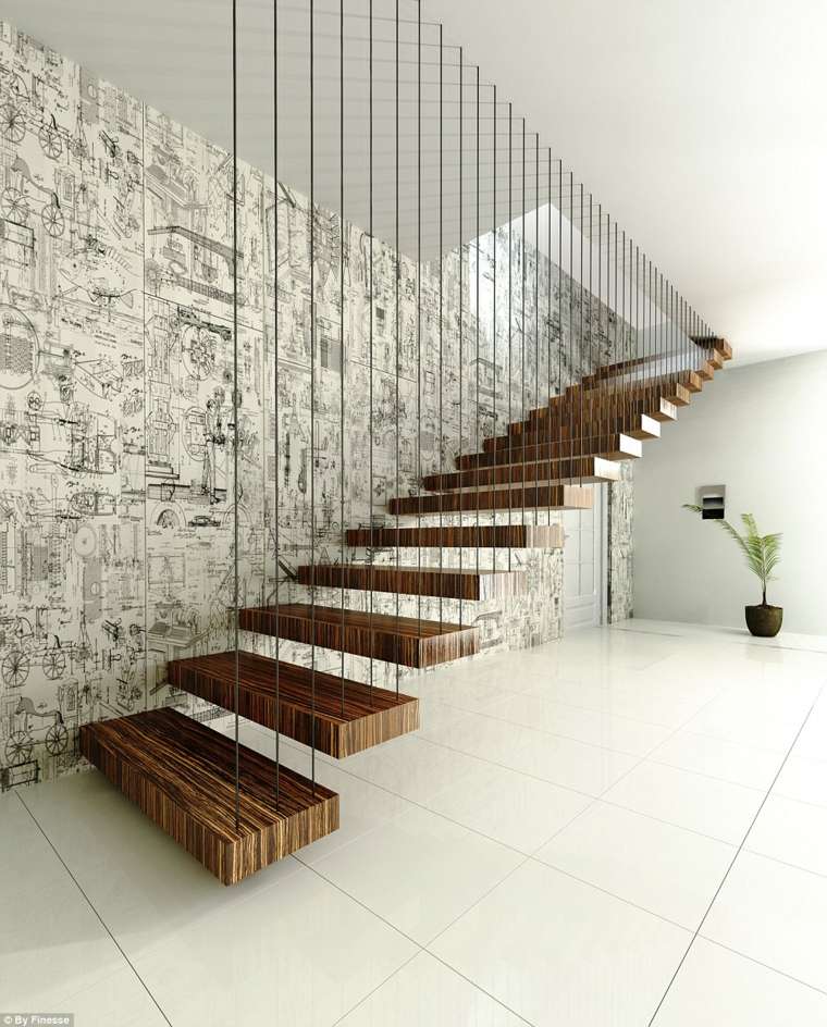 white wood modern staircase banister