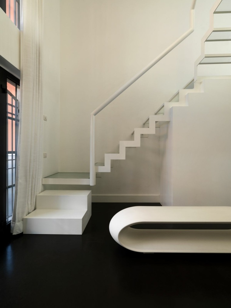 white plastic modern stair railing