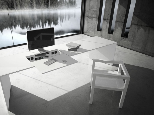 Rechteck office furniture Felix Schwake modern impressive white minimalist chair