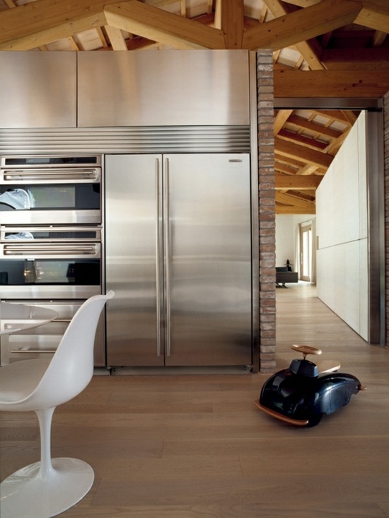 American fridge adds industrial style to your traditional kitchen