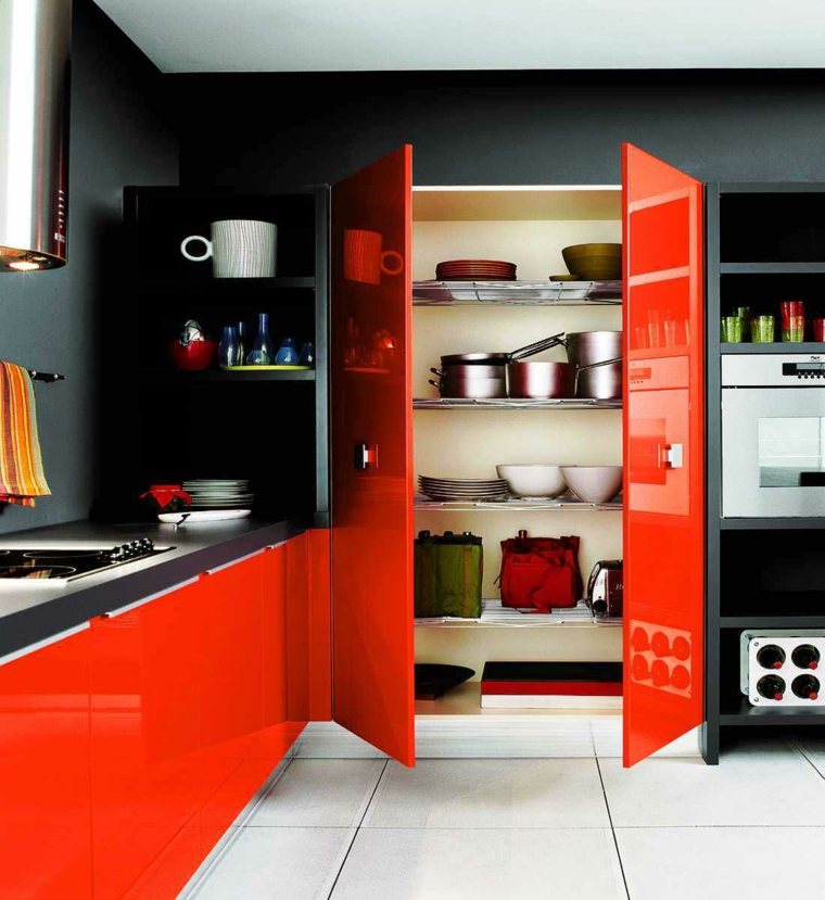 makeover his kitchen red gray
