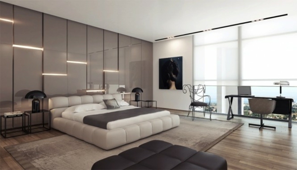 metallic gray bedroom wall cladding